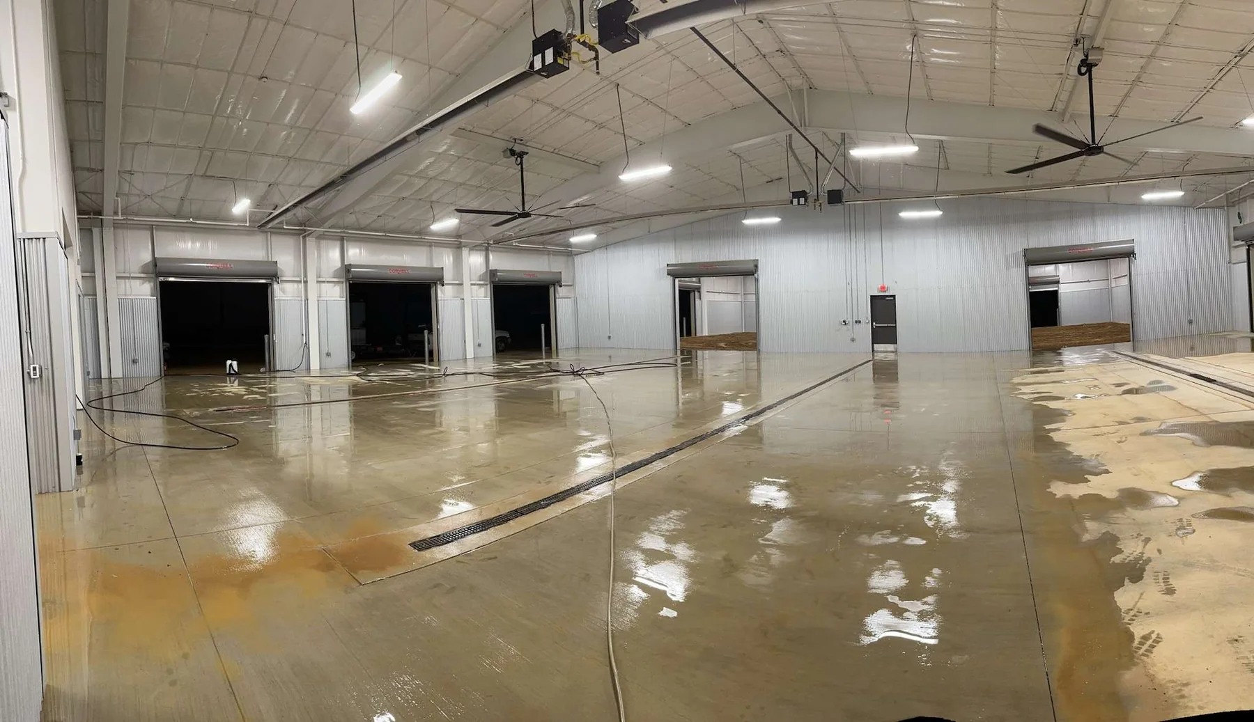 Freshly washed interior commercial floor