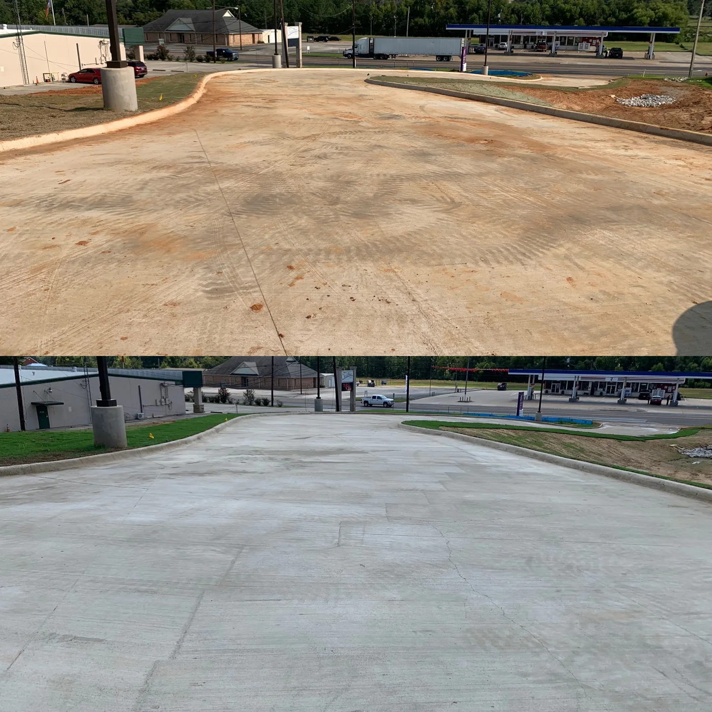 Before and after concrete pressure washing